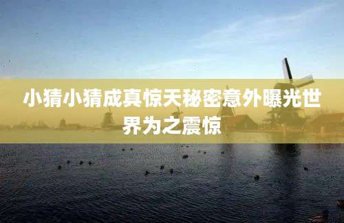 小猜小猜成真惊天秘密意外曝光世界为之震惊