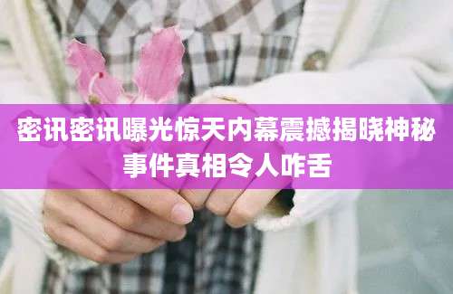 密讯密讯曝光惊天内幕震撼揭晓神秘事件真相令人咋舌