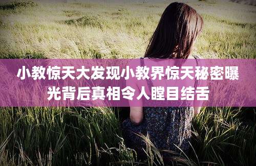 小教惊天大发现小教界惊天秘密曝光背后真相令人瞠目结舌