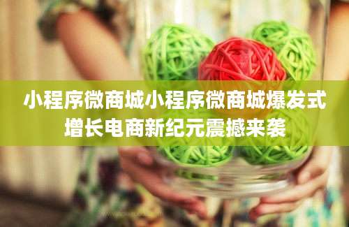 小程序微商城小程序微商城爆发式增长电商新纪元震撼来袭