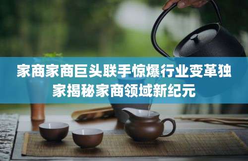 家商家商巨头联手惊爆行业变革独家揭秘家商领域新纪元