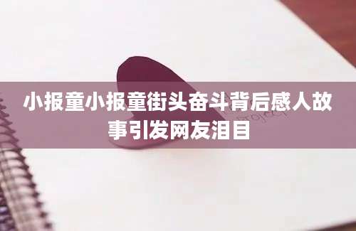小报童小报童街头奋斗背后感人故事引发网友泪目