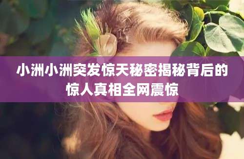 小洲小洲突发惊天秘密揭秘背后的惊人真相全网震惊