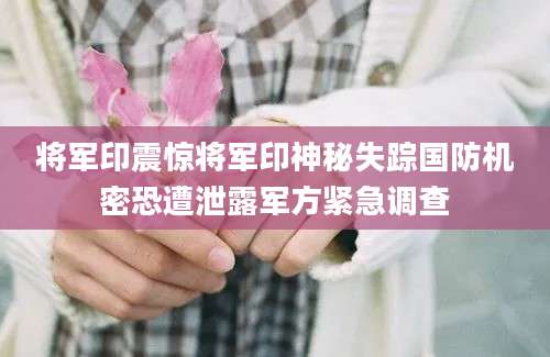 将军印震惊将军印神秘失踪国防机密恐遭泄露军方紧急调查