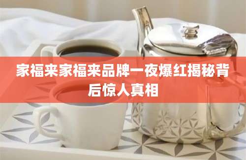 家福来家福来品牌一夜爆红揭秘背后惊人真相