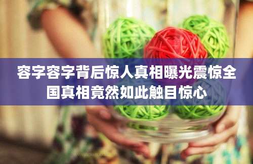 容字容字背后惊人真相曝光震惊全国真相竟然如此触目惊心