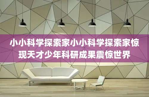 小小科学探索家小小科学探索家惊现天才少年科研成果震惊世界