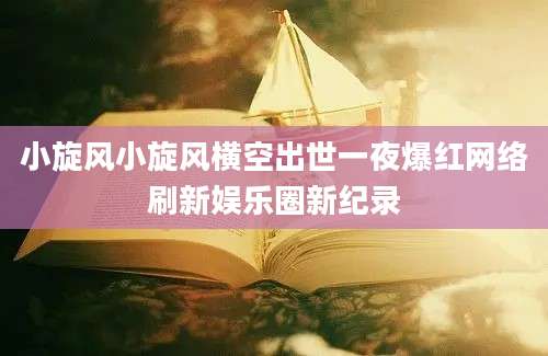 小旋风小旋风横空出世一夜爆红网络刷新娱乐圈新纪录