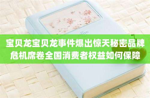 宝贝龙宝贝龙事件爆出惊天秘密品牌危机席卷全国消费者权益如何保障