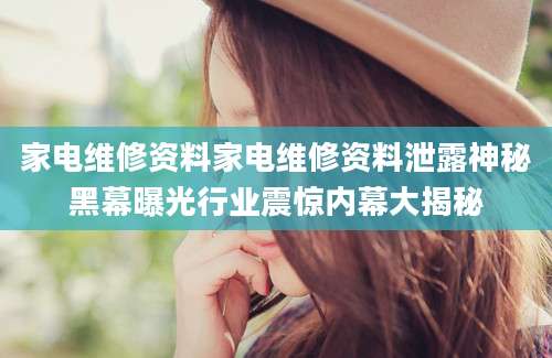 家电维修资料家电维修资料泄露神秘黑幕曝光行业震惊内幕大揭秘