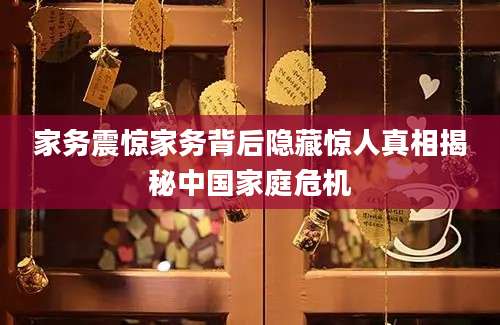 家务震惊家务背后隐藏惊人真相揭秘中国家庭危机