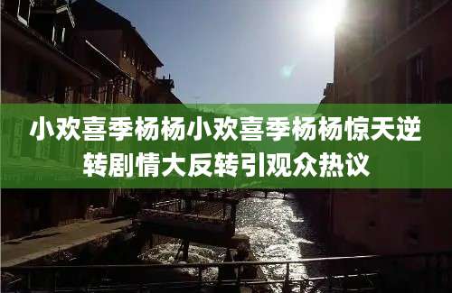 小欢喜季杨杨小欢喜季杨杨惊天逆转剧情大反转引观众热议