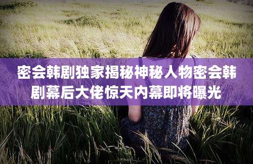 密会韩剧独家揭秘神秘人物密会韩剧幕后大佬惊天内幕即将曝光