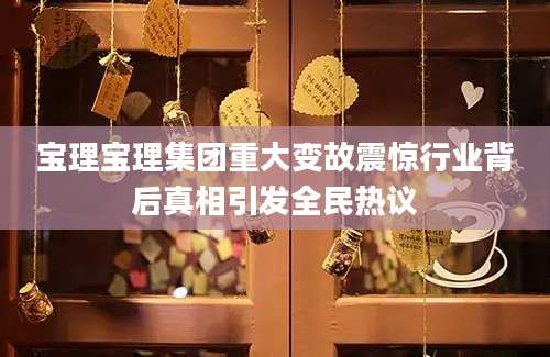 宝理宝理集团重大变故震惊行业背后真相引发全民热议