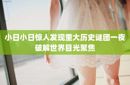 小日小日惊人发现重大历史谜团一夜破解世界目光聚焦