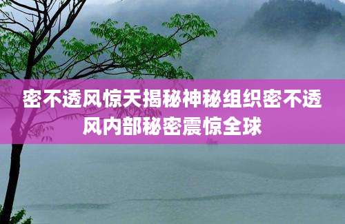密不透风惊天揭秘神秘组织密不透风内部秘密震惊全球