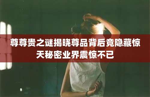 尊尊贵之谜揭晓尊品背后竟隐藏惊天秘密业界震惊不已