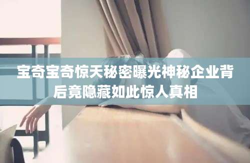 宝奇宝奇惊天秘密曝光神秘企业背后竟隐藏如此惊人真相